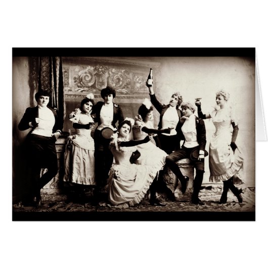 Party Girls Vintag Scene Grußkarte (Vorderseite (Horizontal))