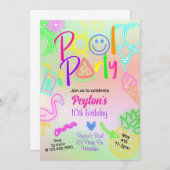 Party, glattes Party, Neon Glow im Dunkeln, Einladung (Vorne/Hinten)