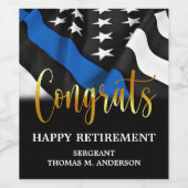 Party-Glückwunsch für Polizeieinkündigung Thin Blu Weinetikett (Einzelnes Label)