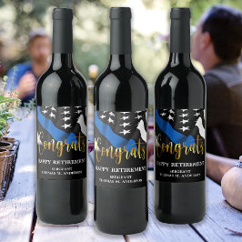 Party-Glückwunsch für Polizeieinkündigung Thin Blu Weinetikett