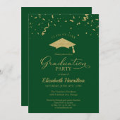 Party Gold Confetti Green Einladung (Vorne/Hinten)