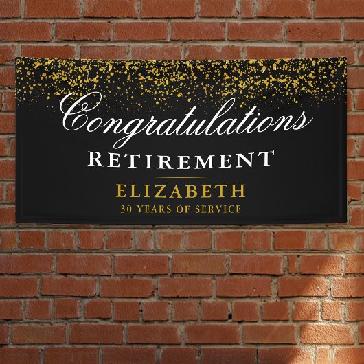 Party Gold Glitzer Black Banner