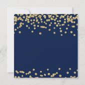 Party Gold Glitzer Confetti Navy Blue Einladung (Rückseite)