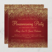 Party Gold Glitzer Roter Staub Einladung (Vorne/Hinten)