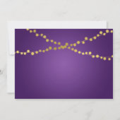 Party Gold String Lights Lila Einladung (Rückseite)