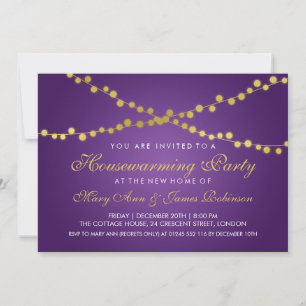 Party Gold String Lights Lila Einladung