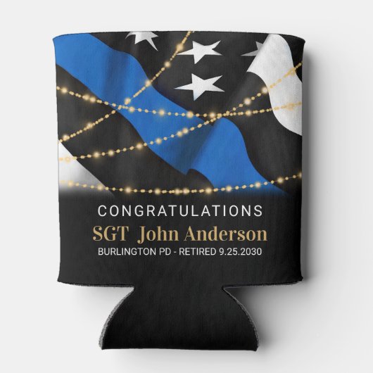 Party Gold Thin Blue Line Dosenkühler (Rückseite)