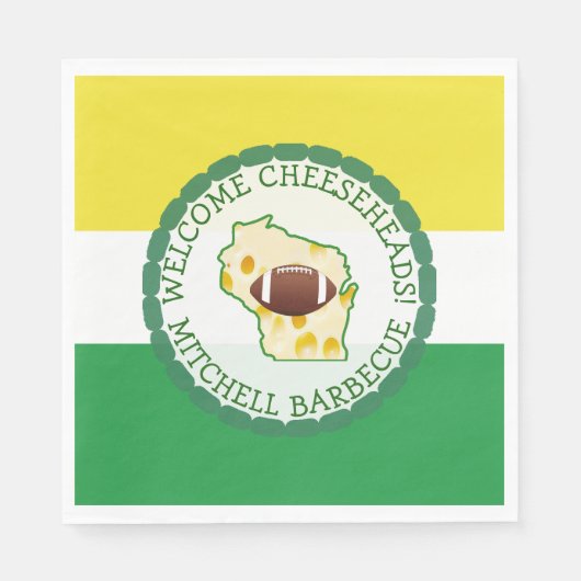 Party Gold und Green Football Wisconsin Colors Serviette (Vorderseite)