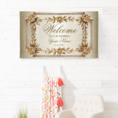 Party Gold Verziert Rectangle Dimond Blume Shiny Banner (Insitu)