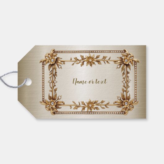 Party Gold Verziert Rectangle Dimond Blume Shiny Geschenkanhänger (Rückseite Horizontal)