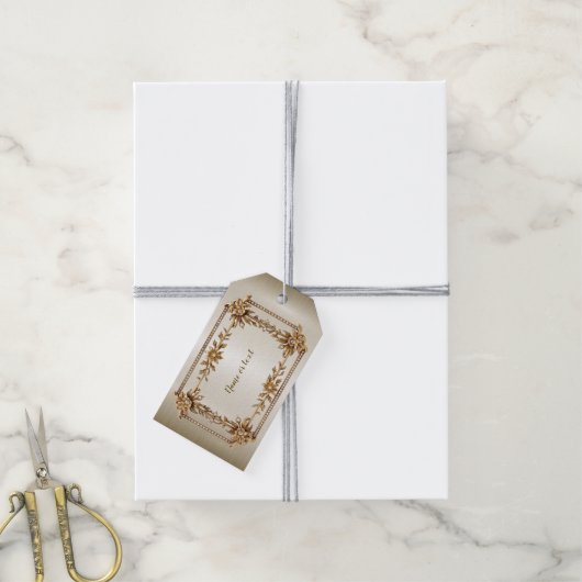 Party Gold Verziert Rectangle Dimond Blume Shiny Geschenkanhänger (Mit Garn)