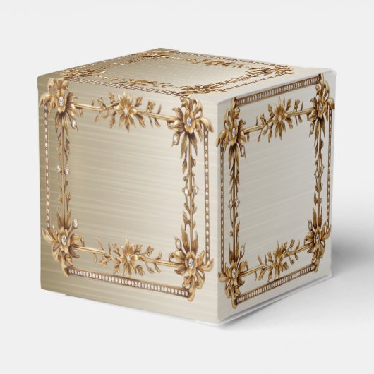 Party Gold Verziert Rectangle Dimond Blume Shiny Geschenkschachtel (Rückseite)