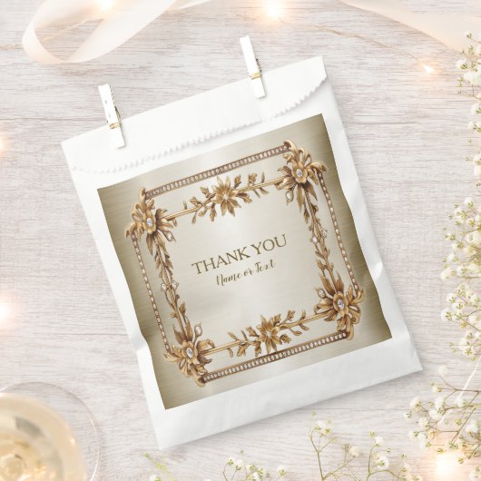 Party Gold Verziert Rectangle Dimond Blume Shiny Geschenktütchen (Ausgeschnitten)