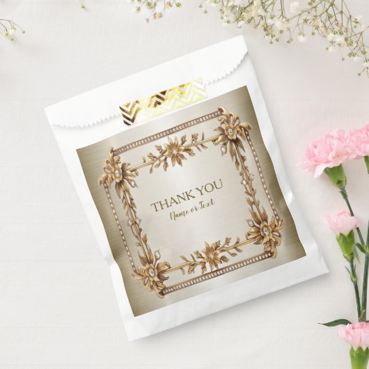 Party Gold Verziert Rectangle Dimond Blume Shiny Geschenktütchen (Versiegelt)