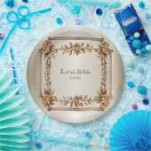 Party Gold Verziert Rectangle Dimond Blume Shiny Pappteller (Party)