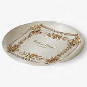 Party Gold Verziert Rectangle Dimond Blume Shiny Pappteller (Schrägansicht)