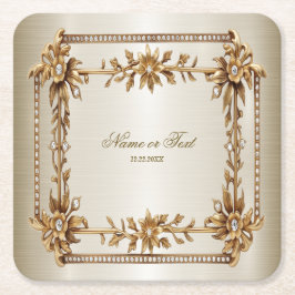 Party Gold Verziert Rectangle Dimond Blume Shiny Rechteckiger Pappuntersetzer