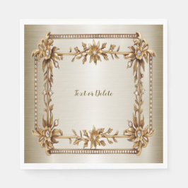 Party Gold Verziert Rectangle Dimond Blume Shiny Serviette
