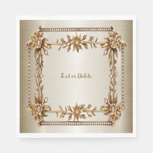 Party Gold Verziert Rectangle Dimond Blume Shiny Serviette (Vorderseite)