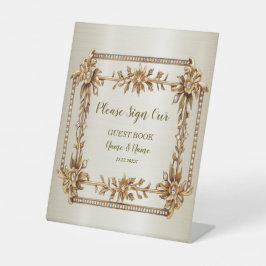 Party Gold Verziert Rectangle Dimond Blume Shiny Sockelschild