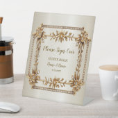 Party Gold Verziert Rectangle Dimond Blume Shiny Sockelschild (In SItu)