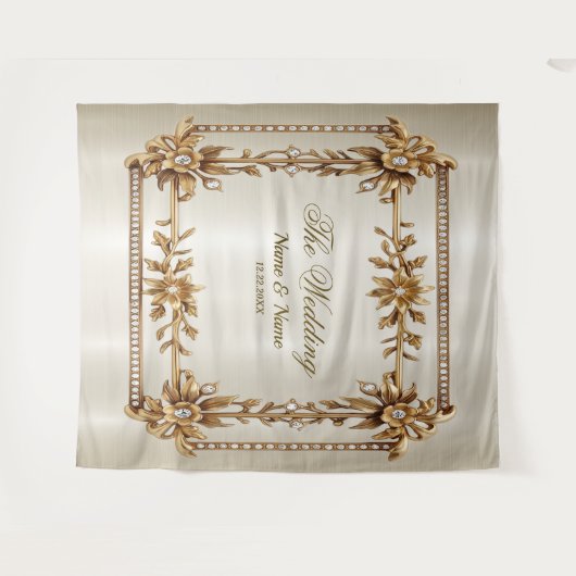 Party Gold Verziert Rectangle Dimond Blume Shiny Wandteppich (Vorderseite (Horizontal))