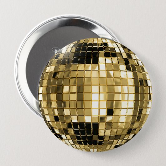 Party-Golddisco-Ball-Knopf Button (Vorne & Hinten)