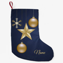 Party Goldene Ornamente Navy Blau Elegant Kleiner Weihnachtsstrumpf