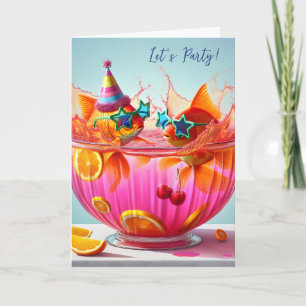 Party Goldfish in einer Birthday Punch Bowl Karte
