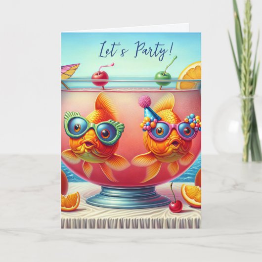 Party Goldfish in einer Birthday Punch Bowl Karte (Vorderseite)