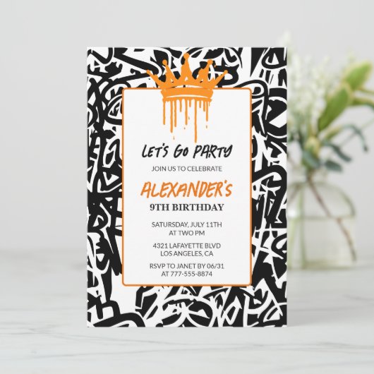 Party Graffiti Paint Einladung (Stehend Vorderseite)