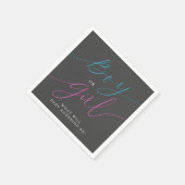 Party Grau oder Girl Pink Blue Gender Reveal Serviette (Ecke)