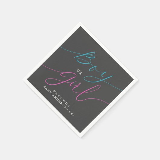 Party Grau oder Girl Pink Blue Gender Reveal Serviette (Ecke)
