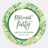 Party "Grüne Wasserfarbe" Verlasse tropische Alter Runder Aufkleber (Vorderseite)