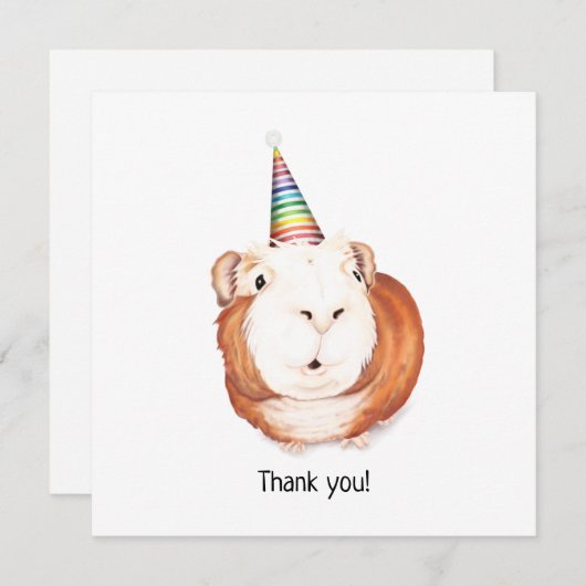 Party Guinea Pig Danke Postkarte (Vorne/Hinten)