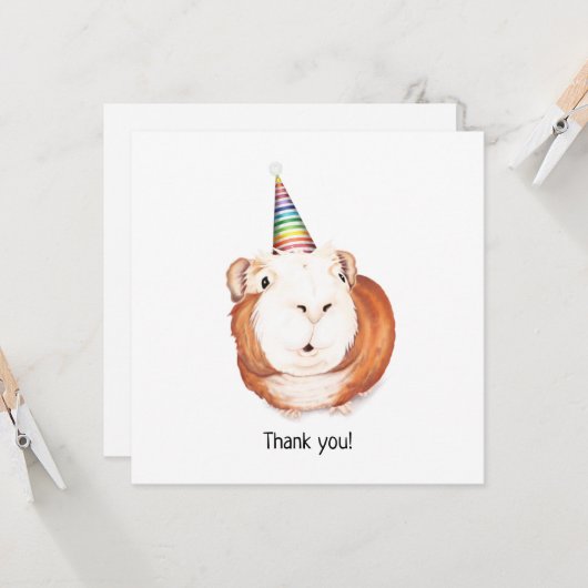 Party Guinea Pig Danke Postkarte (Vorderseite/Rückseite Beispiel)