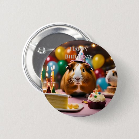 Party Guinea Schweinefleisch mit Kuchen und Ballon Button (Vorne & Hinten)