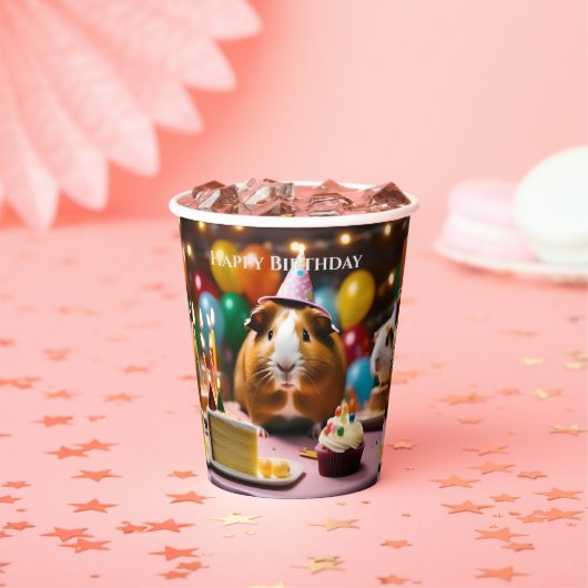 Party Guinea Schweinefleisch mit Kuchen und Ballon Pappbecher (Insitu)