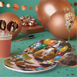 Party Guinea Schweinefleisch mit Kuchen und Ballon Pappteller