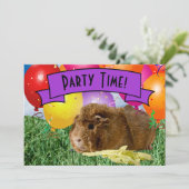 Party Guinea zum 3. Geburtstag Einladung (Stehend Vorderseite)