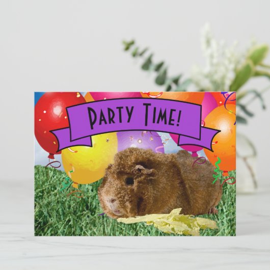 Party Guinea zum 3. Geburtstag Einladung (Stehend Vorderseite)