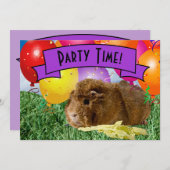 Party Guinea zum 3. Geburtstag Einladung (Vorne/Hinten)