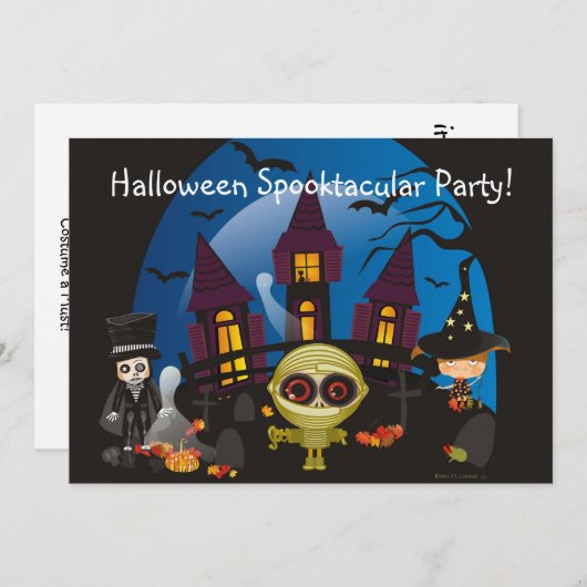 Party Halloweens Spooktacular! Einladung (Vorne/Hinten)