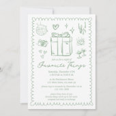 Party "Handgezeichnete Minze Grüne Lieblingssachen Einladung (Vorderseite)