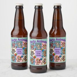 Party "Happy New Year" Bierflaschenetikett