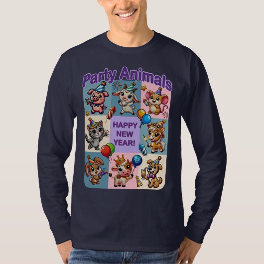 Party "Happy New Year" T-Shirt (Vorderseite)