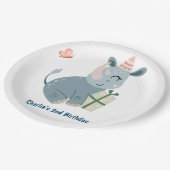Party, Happy Rhino mit Geschenk Pappteller (Schrägansicht)