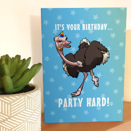 Party Hard Birthday Ostrich Tancing Cartoon