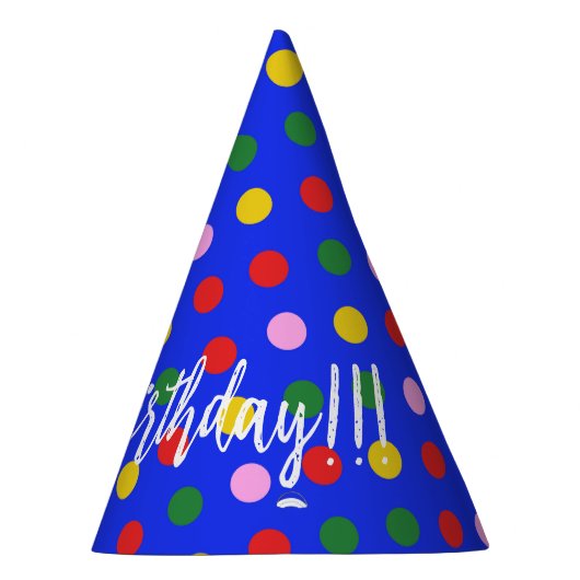 Party Hat_blue with colorful dots, editable text Partyhütchen (Rechts)