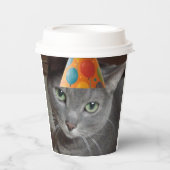 Party Hat Gray Cat Pappbecher (Vorderseite)